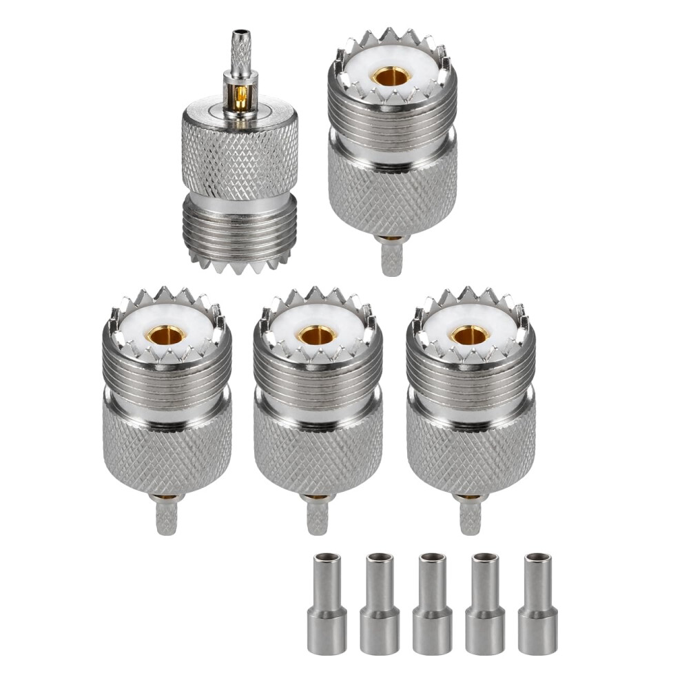 5Pcs Uhf Female So239 Connectors 50 Ohm Crimp Rf Coax Adapter For Rg174 Rg316 Ham Radio 9189345650789