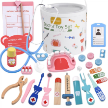 Kids Doctor Kit Wooden Pretend Play Medical Toy Set for Toddlers Girls Boys