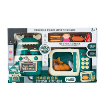 Jouets de cuisine multicolores avec casseroles, poêles, ustensiles, hamburgers, hot-dogs, légumes et rangement pour enfants