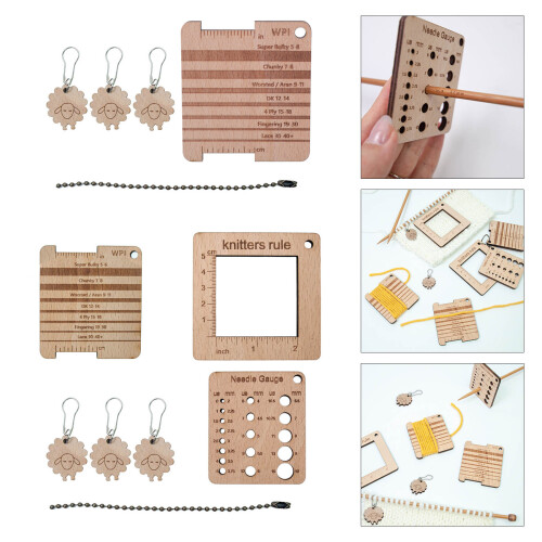 Holz-Stricknadel-Messgerät, Strickgarn-Messgerät,-Set A 2