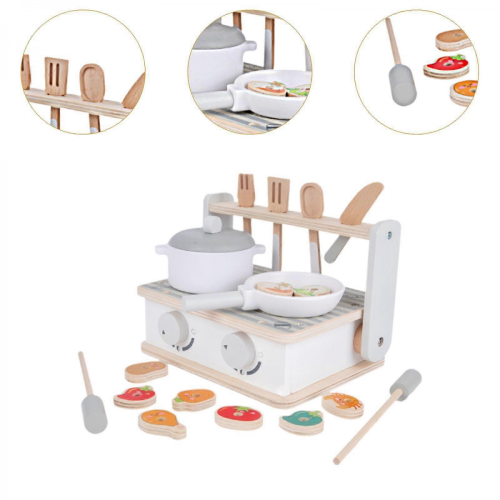 Ensemble de cuisine en bois multicolore pour enfants 3 ans et plus 2