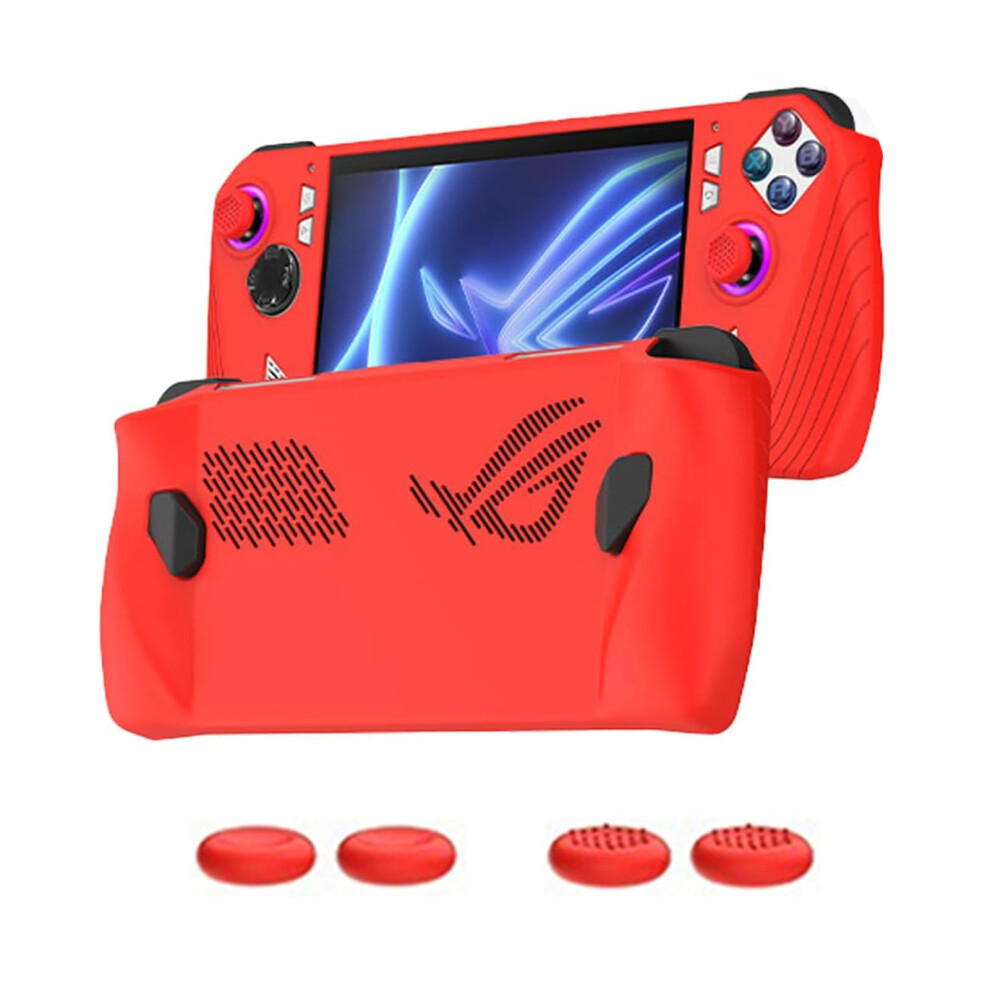 Protective Case Shockproof Silicone Cover With Button Caps Ergonomic Grip For Rog Ally Red 9189345650857