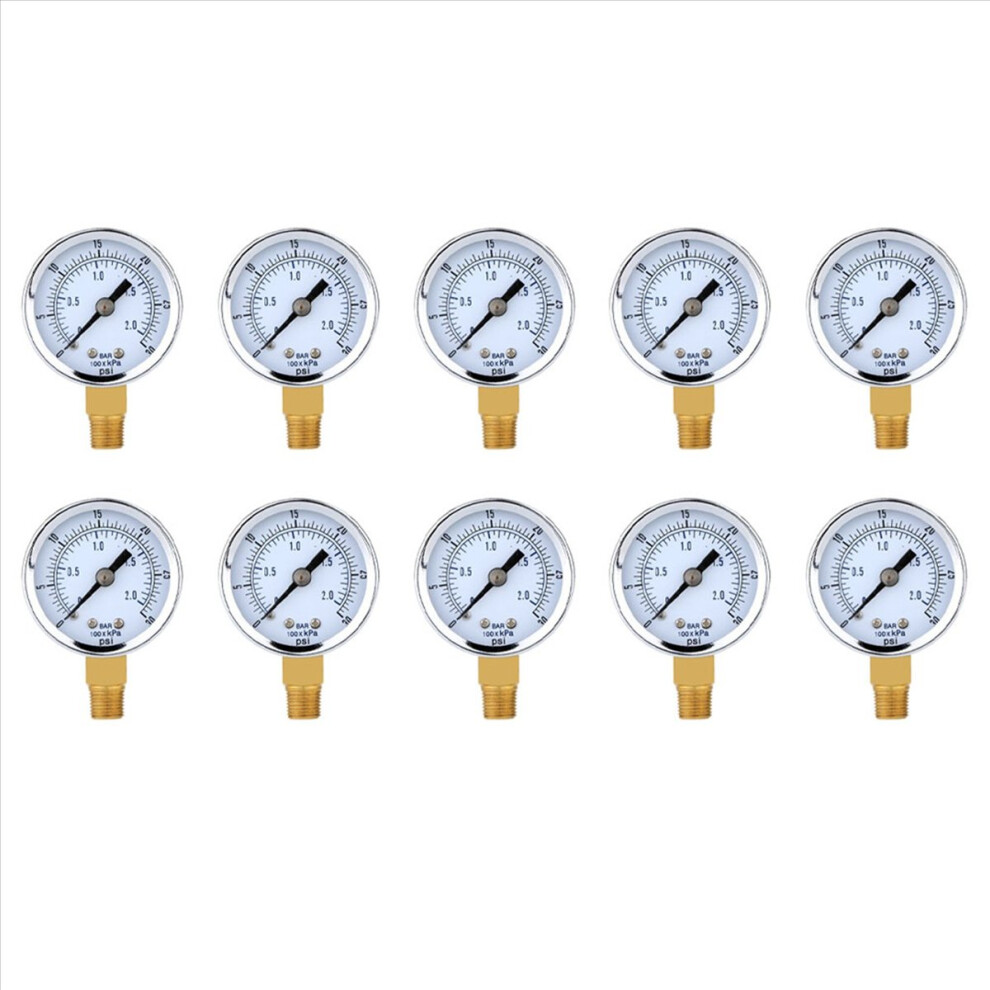 10X Pressure Gauge - 0 - 30 Psi 0 - 2 Bar Mini Dial Gauge Compressor Meters Hydraulic Pressure Gauge Gage Black 4852840280823