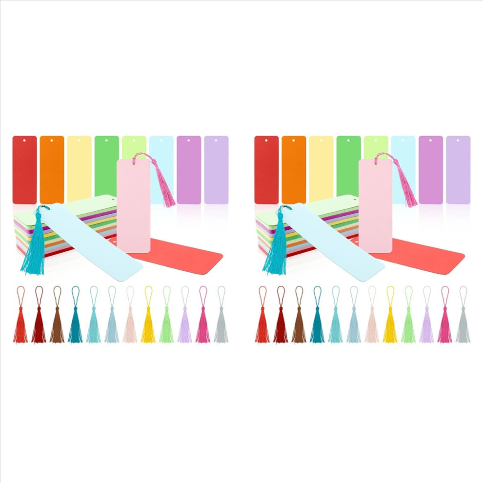 200 Pack Blank Color Bookmarks Cardstock With 200 Pcs Colorful Tassels, Craft Diy Paper Bookmarks For Diy Craft Projects 4852840283398