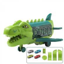 Coffret de transport ferroviaire avec 2 hélicoptères dinosaures et mini voitures de course