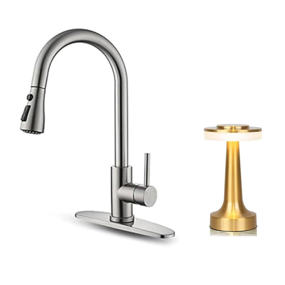 Brushed Nickel Kitchen Faucet With Pull Down Sprayer, Single Handle Arc For Rv, Laundry, Bar 9001264064662