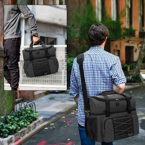 Bolsa para 2 bolas de boliche, sacola para boliche com copos e divisória acolchoada para duas bolas, preta. 2