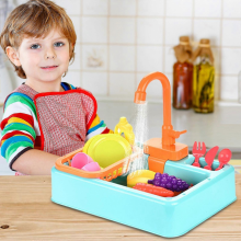 19 jouets d'évier de cuisine vert clair avec eau courante - Cadeau éducatif pour filles et garçons - Jouets de haute qualité