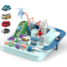 Circuit de course de voitures de secours avec 4 miniatures, jouet éducatif interactif parent-enfant.