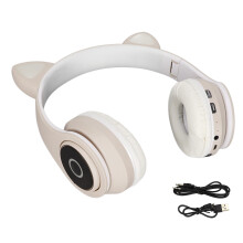Căști Bluetooth drăguțe cu urechi de pisică pentru copii și adolescenți, reglabile și pliabile pentru transport ușor, lumini LED pentru o