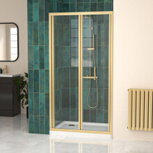 Nes Home 1000mm Brushed Brass Bi-fold Shower Door Tempered Glass