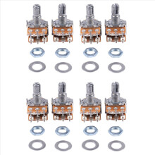 8 stuks B50K 50K Ohm 6-polige dubbele lineaire roterende taps toelopende potentiometers