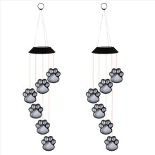 2x Solar LED Windgong Lamp Pootafdruk Solar Windgong Katten Hond Huisdier Pootafdruk Solar IP65 Waterdicht Hangend