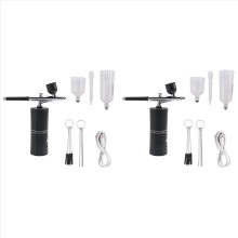 Kit com 2 aerógrafos e compressor recarregável sem fio de alta pressão que não entopem.