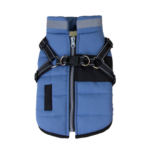 Windproof Dog Jumpsuits with Traction Hook Pet Dog-L Blue