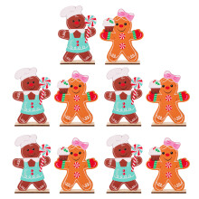 Pack Of 10 Christmas Gingerbreads Man Wood Biscuit Man Ornament