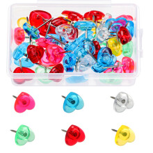 50/100/150Pcs Decorative Heart Push Pins-50 transparent mixed