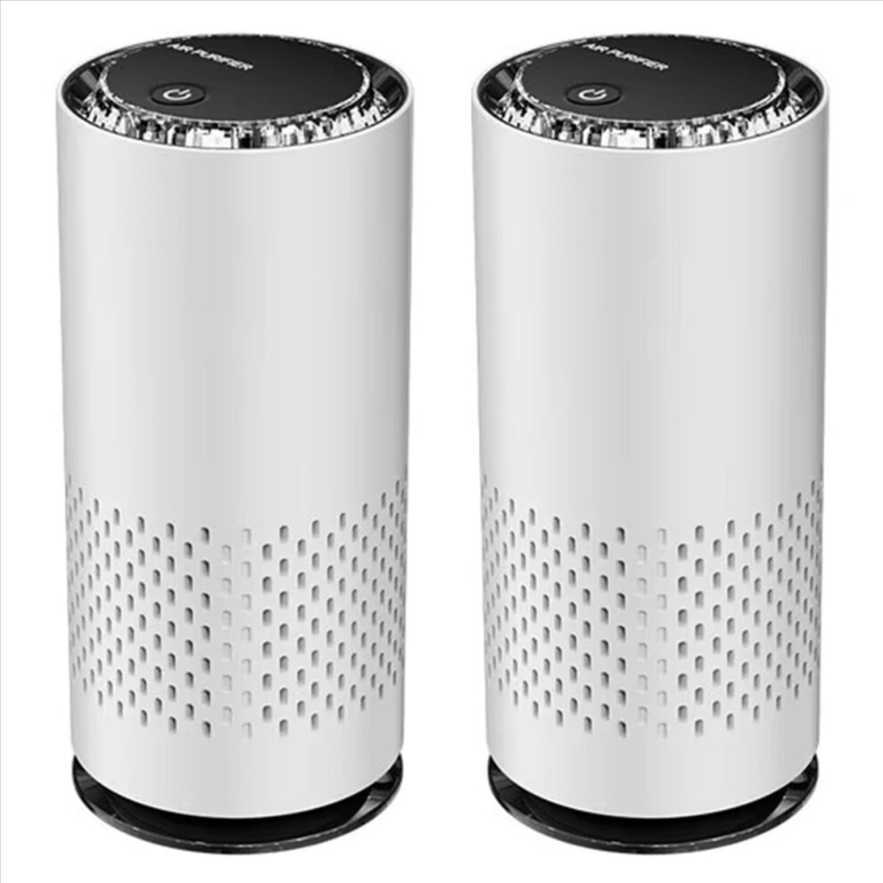 2X Negative Ion Generator Usb Air Purifier With Hepa Filter For Car Smell Formaldehyde Removal White 4852840291386