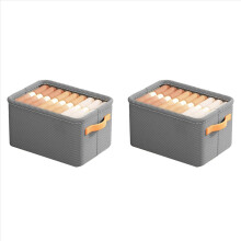 2X Multi-Functional Closet Organizer,Steel Ring Storage Box, Fabric Folding Bedroom Wardrobe Clothes Storage Box B