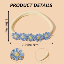 Couronne de fleurs brodées, articles de fête d'anniversaire pour petites filles, tissu doux, cadeau parfait, nylon de haute qualité (6 pièces)