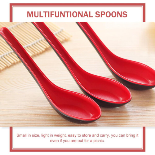 12Pcs Long Handle Serving Spoons Set Durable Soup Spoons Elegant TwoTone Design for Kitchen and Dining 2