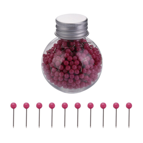 600x/Set Colourful Pins Practical Pins with Head Round-rose red