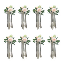 Set van 6 luxe kerkbanken bloemen voor-champagnepoeder