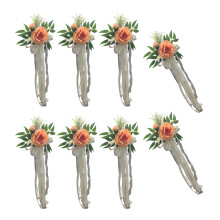 6 stuks elegante kunstbloem stoeldecoraties voor bruiloft-oranje