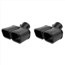 2X Inlet 63mm Dual Outlet Car Exhaust Tip Stainless Steel Black Exhaust Tips Muffler Tail Double Pipe Tube Tips
