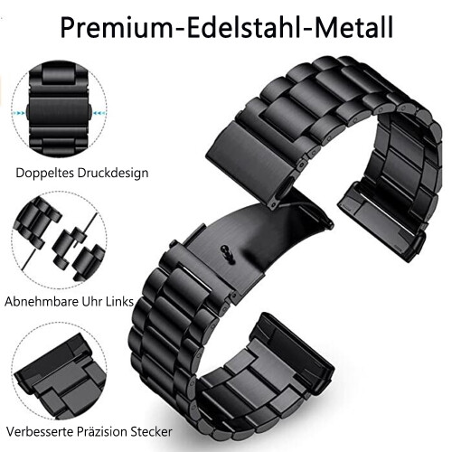Λουράκι ρολογιού από ανοξείδωτο ατσάλι για Fitbit Versa3, διπλό πτυσσόμενο κούμπωμα,