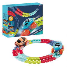 Circuit de course automobile à monter soi-même, avec éclairage LED, flexible, pour enfants, garçons et filles