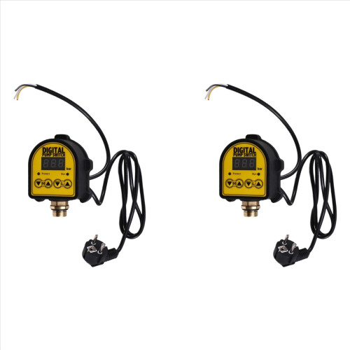 2X Pressure Controller Switch 0-10Bar 1/2in Interface Water Oil Compressor 220V Automatic Water Pump on/OFF EU Plug