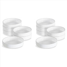 Conjunto de 12 ramequins de 118 ml (4 oz) para crème brûlée, próprios para forno, em cerâmica, rasos, ideais para suflês, pudins e quiches.