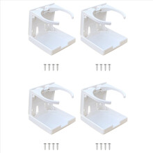 Suporte dobrável ajustável para 4 copos, latas e garrafas em plástico ABS para carro, barco, caminhão, trailer, van e caixa de pesca (branco)