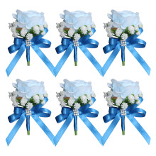 Realistische Faux Rose Corsage voor bruidsfeest-Blauw