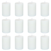 12 Pack White Pillar Candles 2x3 Inch Unscented Dripless Long Burn Smokeless for Weddings Church Home