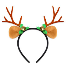 Women's Christmas Themed Antler Headbands-Bell Green Leaf Brow
