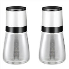 Moedor manual de sal e pimenta 2X em vidro transparente, moedor de grãos de pimenta, frasco para temperos, utensílios de cozinha, branco