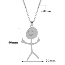 Colar com Pingente Divertido em Estilo Doodle, Pingente de Grafite com Carinha Sorridente e Gesto para Homens e Mulheres, Leve, Confortável,