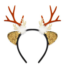 Christmas Reindeer Antler Headbands with-White ball sequined