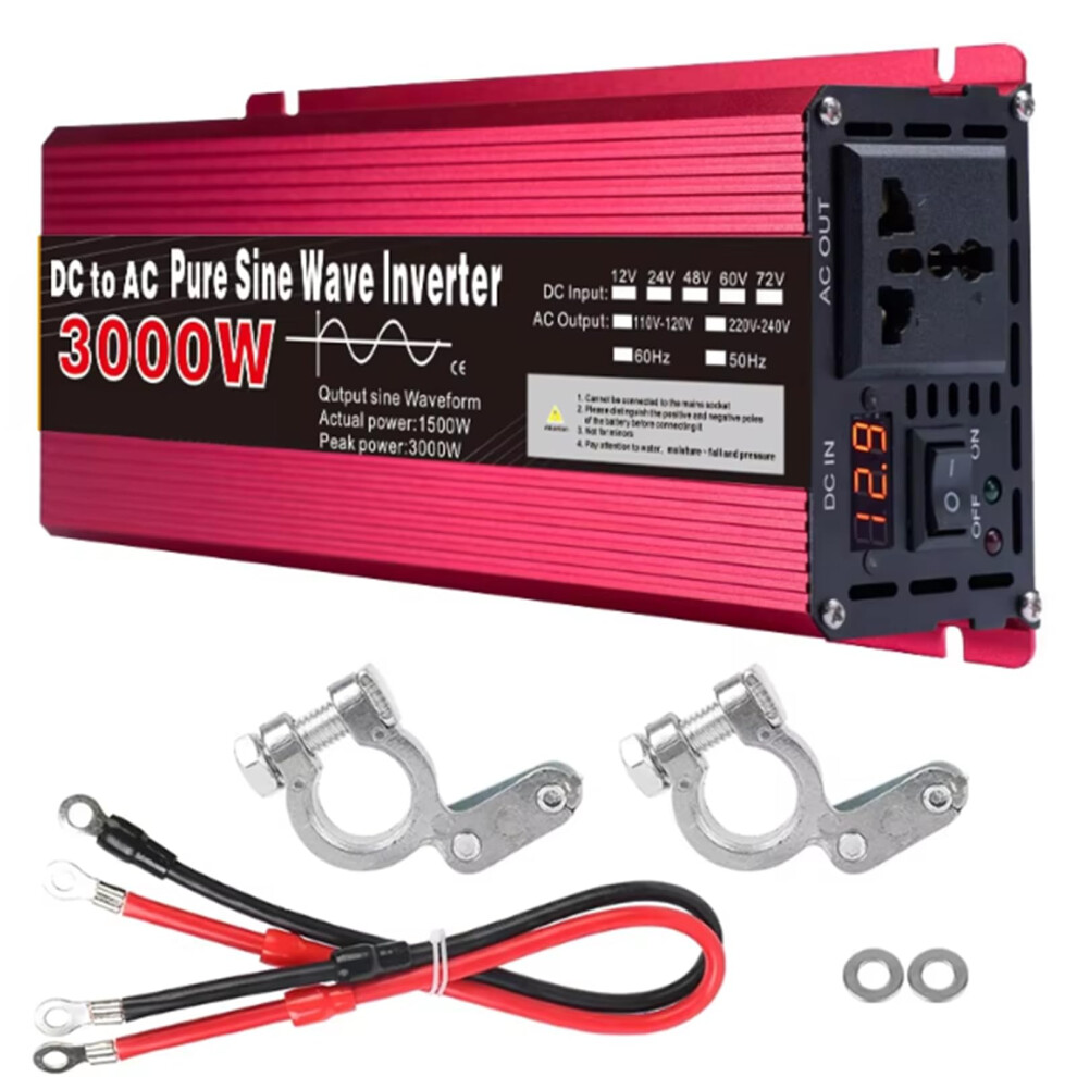 3000W Pure Sine Wave Power Inverter 12V 24V 48V To 110V 220V Efficiency With Ac Socket 9426802897241