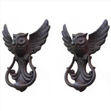 2 aldabas de puerta de fundición de búho místico, manija de puerta antigua, manija de puerta de patio