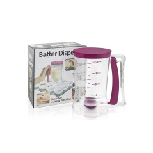 Batter Dispenser for Pancakes Waffles Cupcakes with Precision Portion Control, 4 Cup Purple