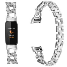 Bands for Fitbit Luxe for Women Shiny Rhinestone Metal Bracelet Strap Adjustable Replacement Silver