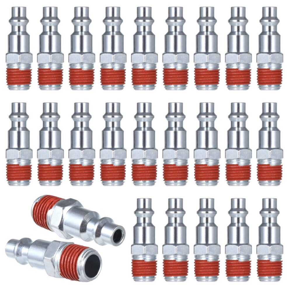 25 Pack 1/4 Inch Npt Male Industrial Air Plugs, Leakproof Quick Connect Compressor Fittings 9119770781413