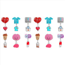 Cute Nurse Badge Reel, 12pcs Funny Nursing ID Card Glitter Badge Holder Retractable Clip Nurse Name Tag Holder