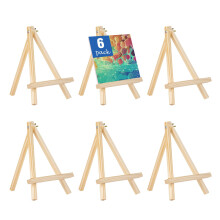 6 Pack 10 Inch Wooden Display Easels, Foldable Tabletop Painting Stands for Art, Photos and Signs