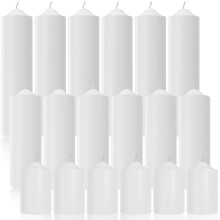 36 Pack White Pillar Candles Bulk Set, Long Burning Dripless Unscented Smokeless for Weddings Home