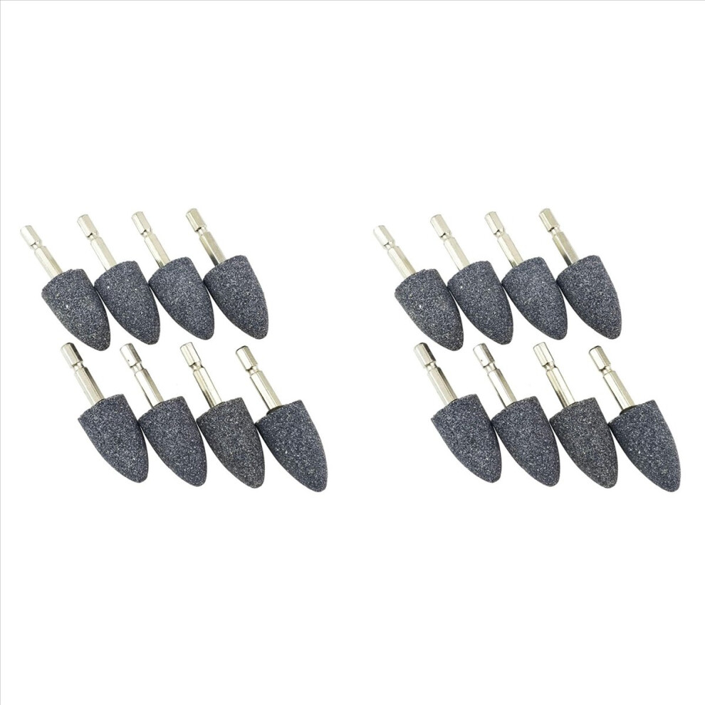 16 Pcs Cone Shape Grinding Stone - 1/4Inch Hex Shank Abrasive Stone Mounted Grinding Point For Rotary Tool Drill (25Mm) 4852840285026