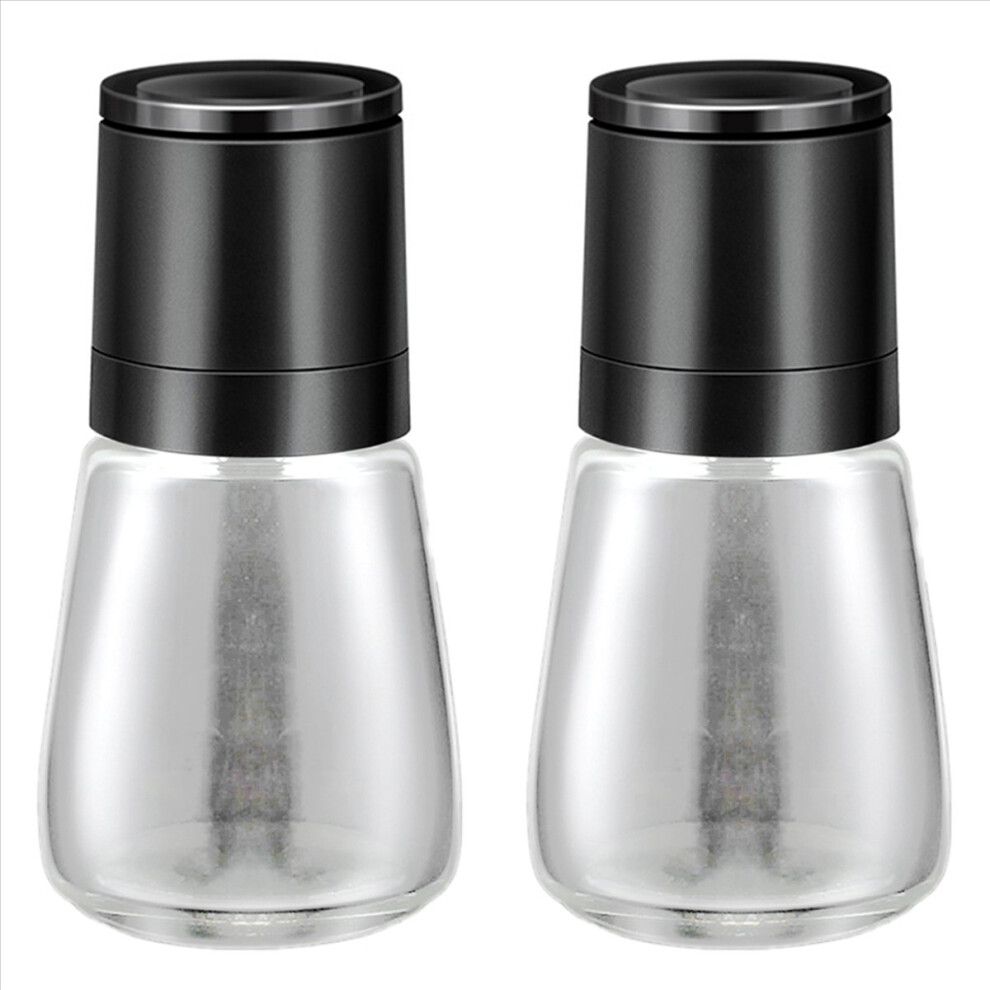 2X Manual Salt Pepper Grinder Transparent Glass Grinder Peppercorn Grinder Seasoning Bottle Kitchen Gadgets Black 4852840292871